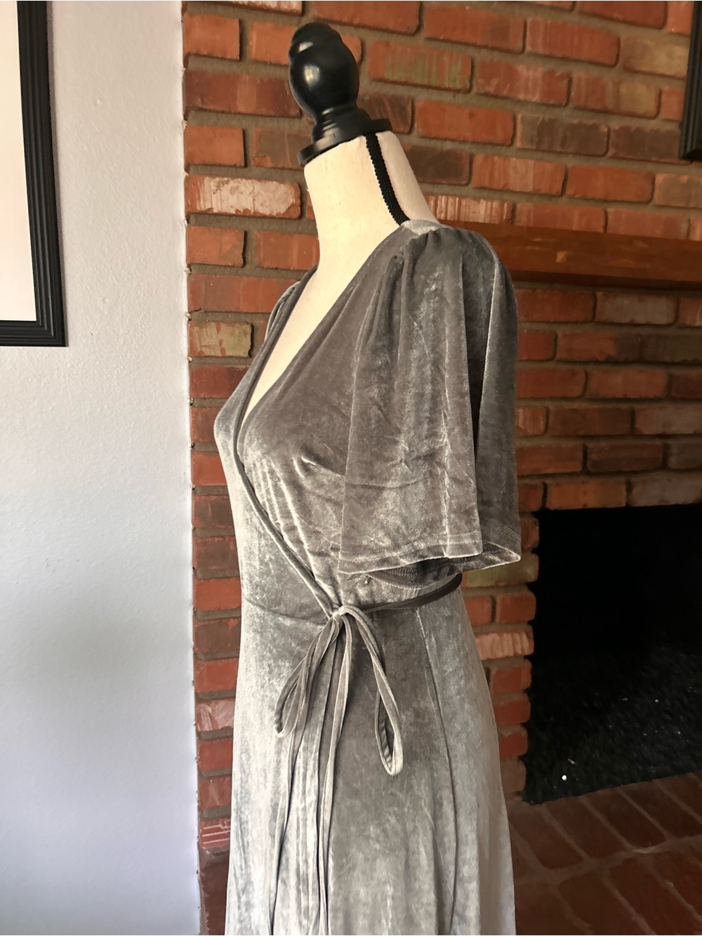 NWT Baltic Born Katelyn Velvet Maxi Wrap Dress in Dusty Blue Sz S - Picture 6 of 8